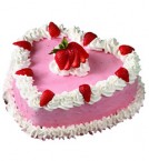 Online Midnight 1Kg Heart Shape Strawberry Cake Delivery in Ambala City