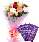 Online Midnight Mix Roses Bouquet n Chocolate Delivery in Ambala City