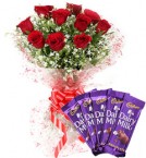 Online Midnight Red Roses Bouquet n Chocolate Delivery in Ambala City