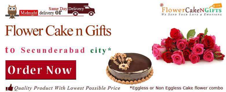 Midnight Anniversary chocolates Teddy Birthday Eggless Cake flower Bouquet delivery to Secunderabad Sameday