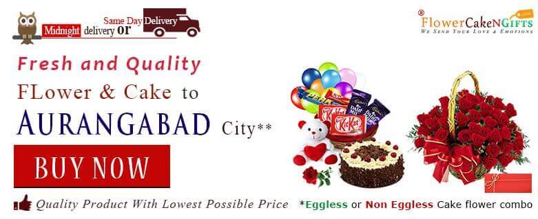 Midnight Anniversary chocolates Teddy Birthday Eggless Cake flower Bouquet delivery to Aurangabad Sameday