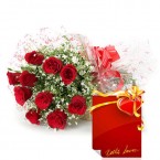 send Bunch of 10 Red Roses with Greeting Card delivery