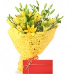 send Small Lilies Bunch With Card delivery