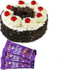 send Black Forest Cake Half Kg N Chocolate Gifts delivery