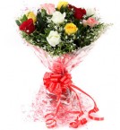 send Fresh Floral Greeting Bunch Of 10 Mix Roses delivery