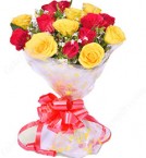 send 10 Red Yellow Roses Flower Bouquet delivery