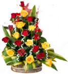 send Designer Red n Yellow Flower Bouquet delivery