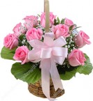 send 15 Pink Roses Basket Gifts delivery