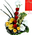 send 15 Mix Color Roses in Basket delivery