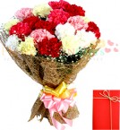 send Bouquet of 15 mix carnations delivery