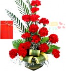 send 16 Red Carnations in Medium Vase delivery