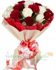 send Red n White Roses Bouquet delivery