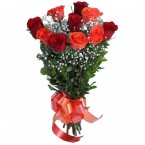 send Hand Tied Bunch of 5 Red And 5 Orange Roses delivery