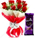 send  Red Roses Dairy Milk Silk Chocolates Bouquet delivery