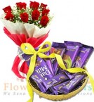 send  Gift Hamper of Dairy Milk Chocolate n  Bouquet delivery