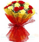send Red n Yellow Carnations Flower bouquet delivery