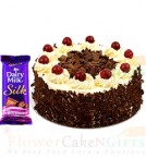 send OrderHalf kg Black  Forest Cake n Dairy Milk Silk Chocolate  Delivery