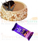 send half kg butterscotch cake Dairy Milk Silk Chocolate delivery