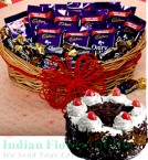 send Sweet Chocolate Hamper and Half Kg Black  Forest Cake  delivery