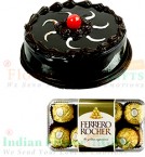 send Chocolate Truffle Cake Half Kg N Ferrero Rocher Chocolate Gift delivery