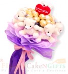 send teddy n ferrero rocher Chocolate bouquet delivery
