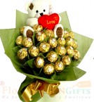 send Designer Teddy Ferrero Rocher Chocolate Bouquet delivery