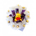 send Cute Teddy And Chocolate bouquet delivery