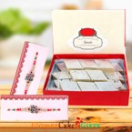 send 500gms kaju katli sweet box and Designer Rakhi delivery