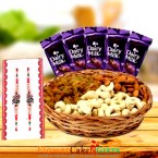 send  Half Kg Dry Fruits n Designer Rakhi and dairy milk chocolate delivery