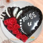 send 1kg chocolate truffle heart shape cake delivery