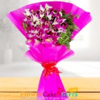 send 6 purple orchid bouquet delivery