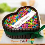 send 1kg Heart Shape KitKat Gems Chocolate Cake delivery