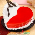 send 1kg heart shape Cake strawberry vanilla cake delivery