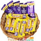 send Order12 five star n cadbury dairy milk chocolate basket Delivery