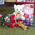 send Orderroses with chocolates and teddy bear only for you Delivery