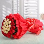 send 16 Red Roses Bouquet n 16 Ferrero Rocher Chocolates Bouquet delivery