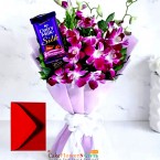 send orchids with silk chocolate bouquet delivery