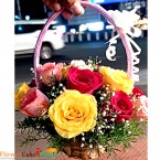 send 15 mix roses flower basket delivery