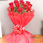 send 10 red roses bunch paper packing delivery