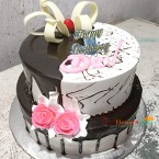 send 2kg 2 tier choco vanilla cake delivery