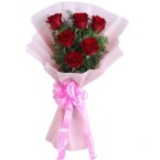 send 6 red roses bouquet delivery