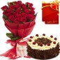 Red Rose Bouquet and 500gms Black Forest Cake Card