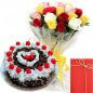 Eggless Black Forest Cake with Mix Roses Bunch Card