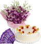 Pineapple Cake Half Kg Orchids Bouquet n Chocolate