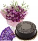 Chocolate Cake Half Kg Orchids Bouquet n Chocolate