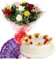 1Kg Pineapple Cake Mix Roses Bouquet n Chocolate