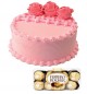 Strawberry Cake Half Kg N Ferrero Rocher Chocolate Gift Box