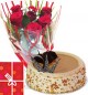 Eggless Butterscotch Cake Half Kg with Red Roses bunch Combo
