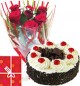 Half Kg Black Forest Cake Red Roses Flower Bouquet