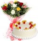 Eggless Pineapple Cake N Mix Roses Bouquet